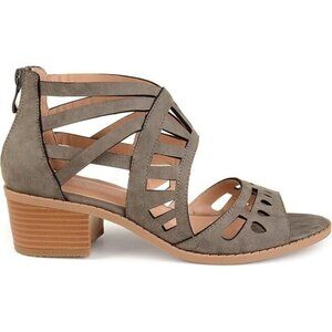 Brinley Co. Womens Laser-Cut Sandals Dune Faux Nubuck Open-Toe Grey Size 5.5 US
